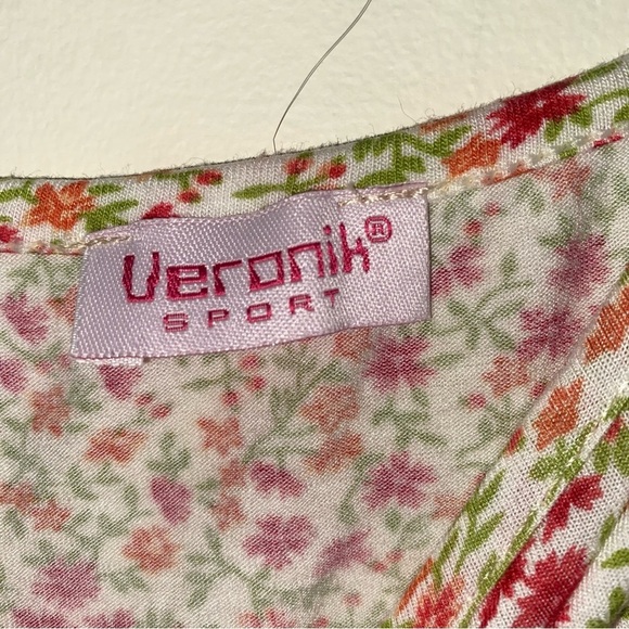 Womens  Y2K Party Girl Summer Floral V-Neck Diagonal Cut Flowy Sleeve stank Top - Picture 3 of 13